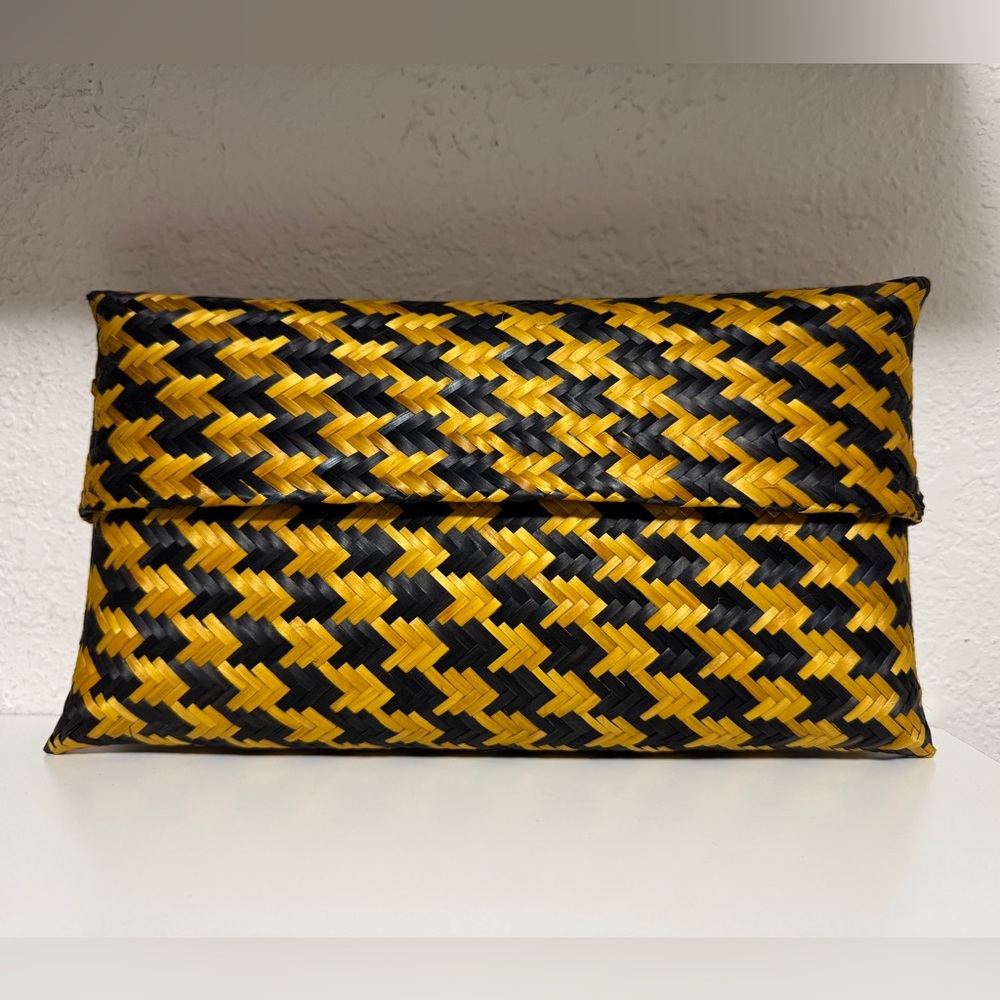 Black and Yellow Woven Clutch